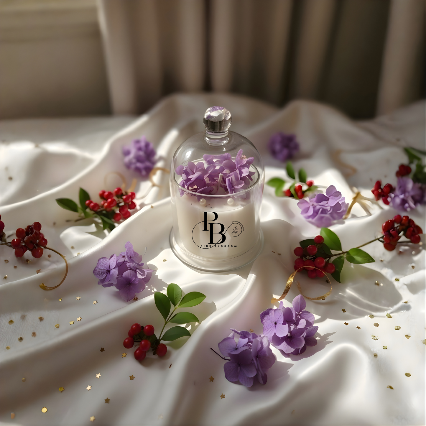 Premium Luxury Scented Candle with Glass Cloche