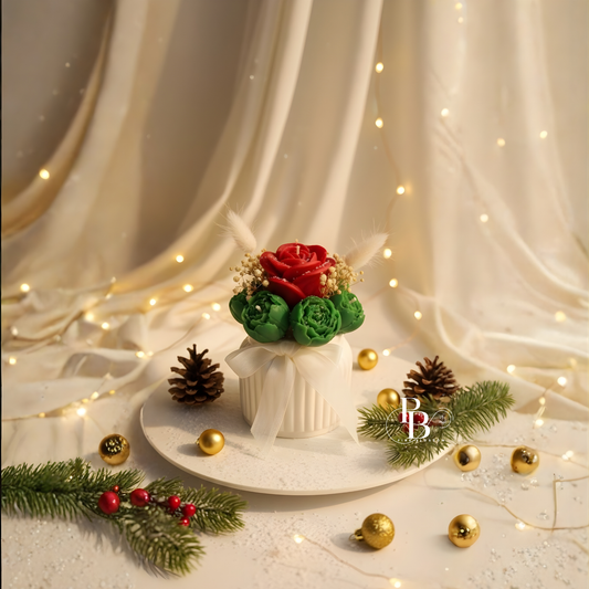 Luxury Christmas Candle Bouquet | Handcrafted Floral Wax Bouquet Candle