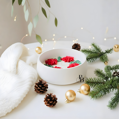 Luxury Christmas Poinsettia Bowl Candle