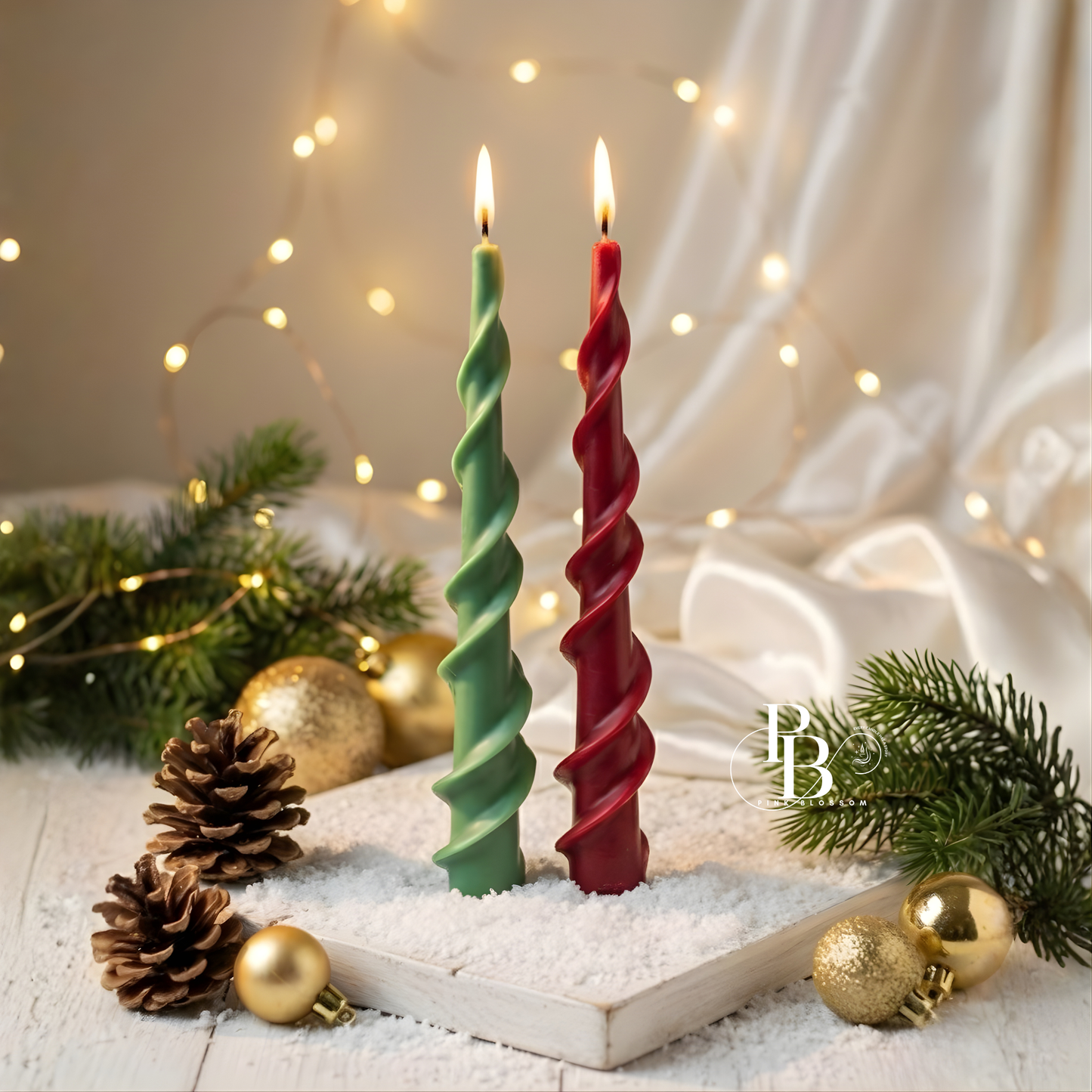 Luxury Christmas Spiral Taper Candles