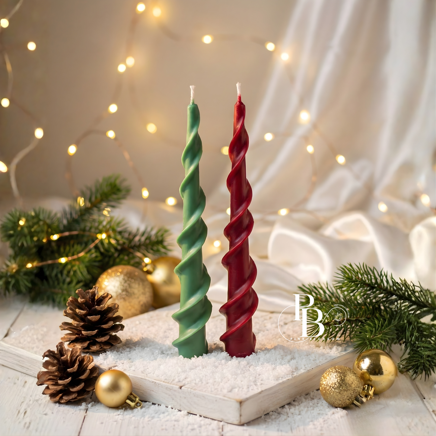 Luxury Christmas Spiral Taper Candles