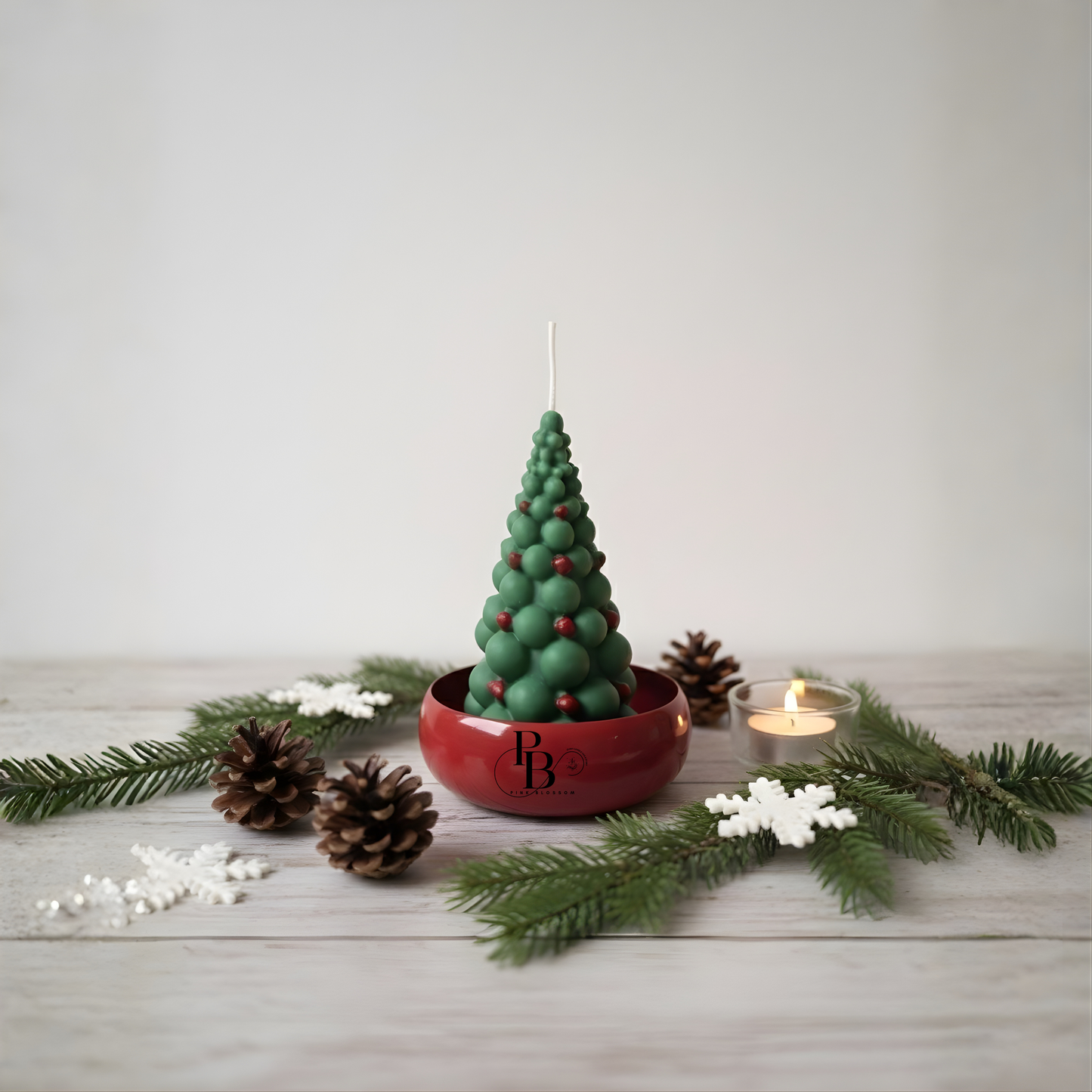 Luxury Christmas Tree Bubble Candle in Urli Bowl