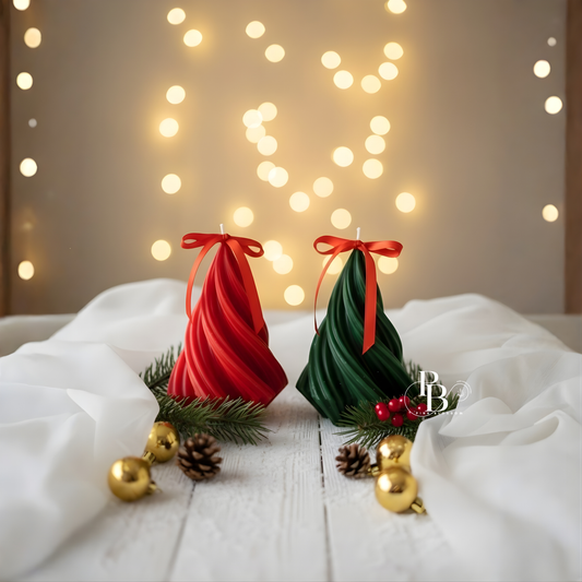Luxury Christmas Tree Twist Candles – Red & Green Festive Décor